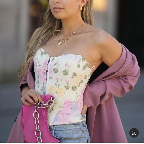 ZARA FLORAL CORSET TOP - Picture 10 of 16
